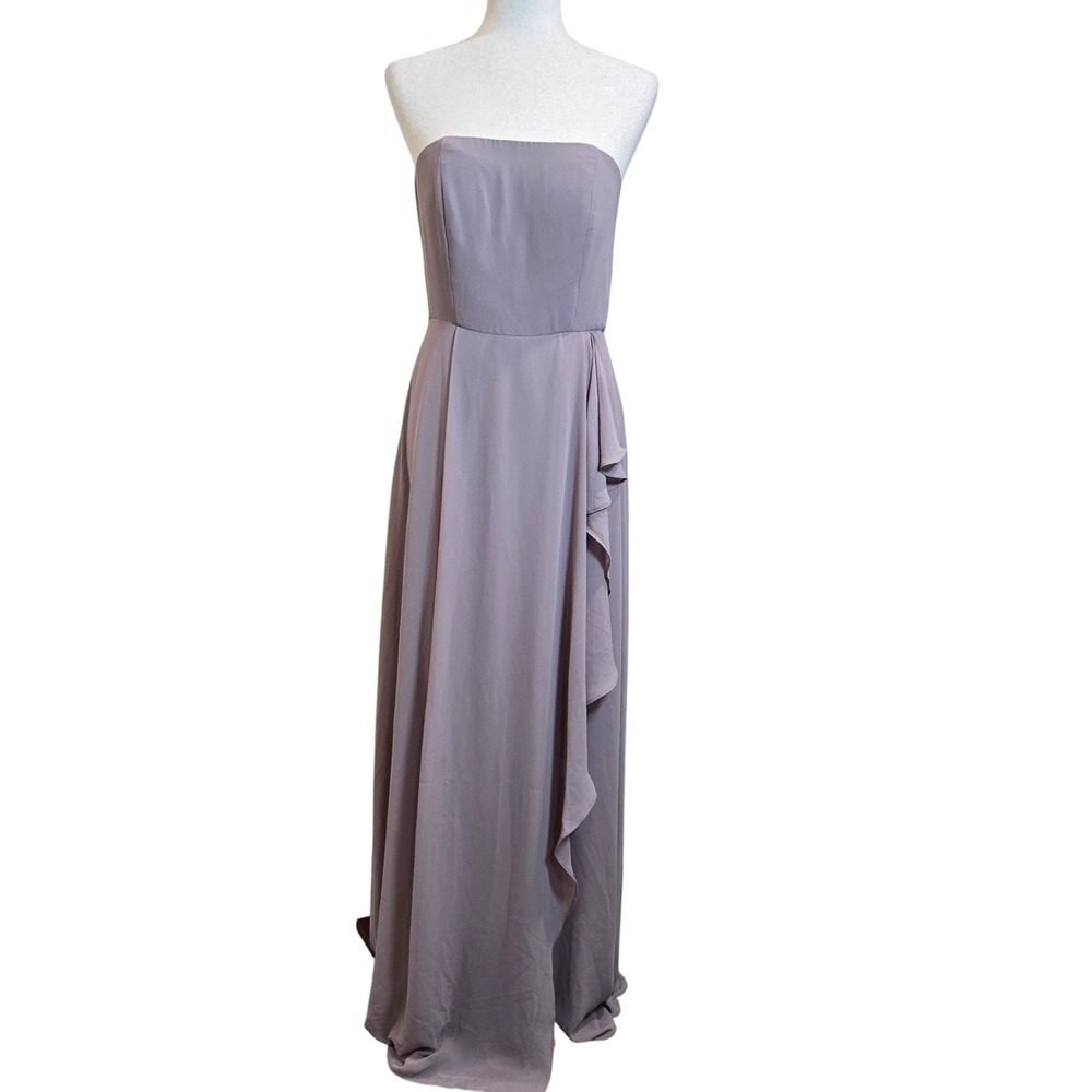 New Lulus Strapless Maxi‎ Dress Formal Bridesmaid Ruffle Detail Women's Size M